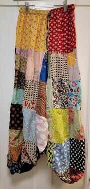 Ashley Taylor Patchwork Cotton Boho Harem Pants - One Size